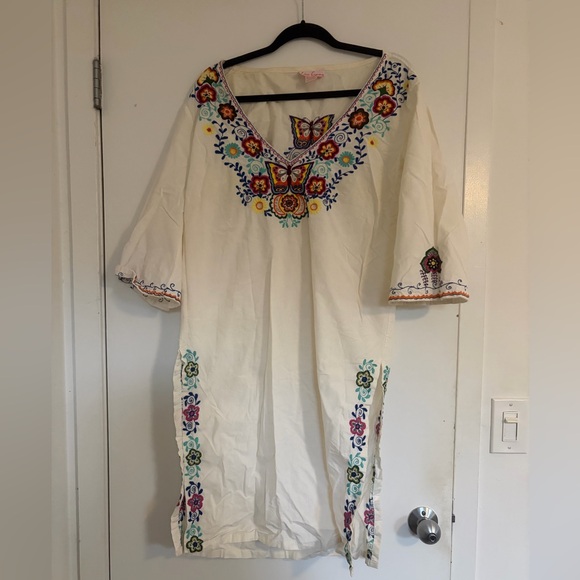 Lisa Curran Embroidered White Kaftan Dress - Picture 2 of 8